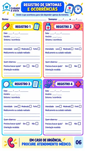 Registro de Sintomas e Ocorrências para não depender apenas da memória
