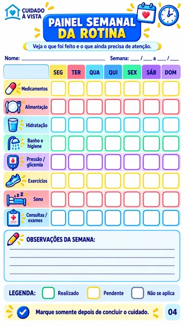 Painel Semanal da Rotina: veja o que foi feito e o que ainda precisa de atenção